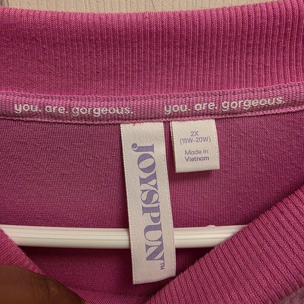 🌴 Joyspun Bright Pink Sweatshirt Size 2x GUC - Picture 5 of 8